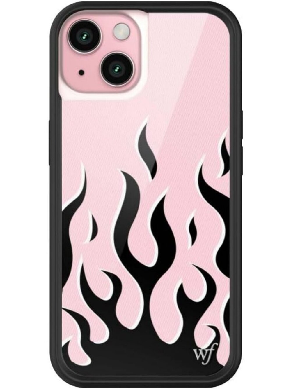 Flames iPhone 15 Case - Pink & Black - Stylish, Durable, Trendy Phone Accessory